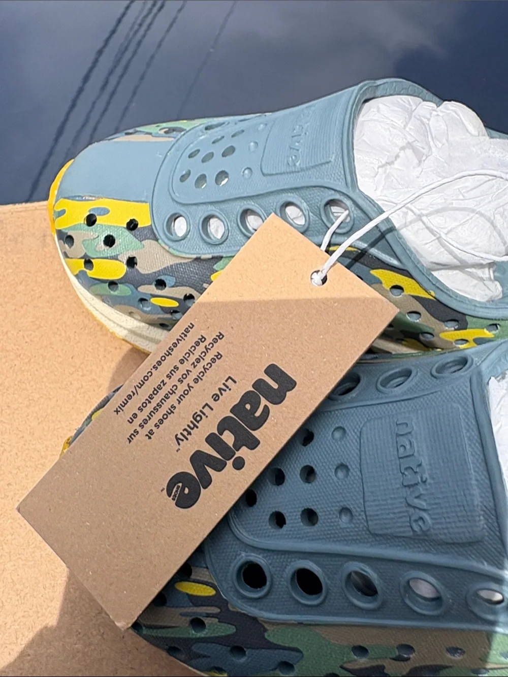 Native Robbie Sugarlite Print Kids Slip-On Shoes in Blue Camo C4 BABY